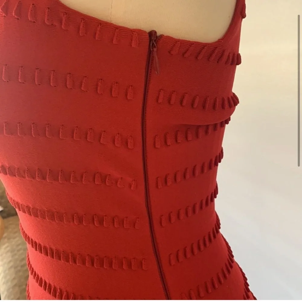 [ALAIA] Red Square Neck Knit Dress - Size 38/4 - Picture 3 of 6